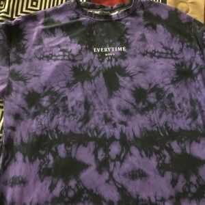 SHEIN Purple and Black Tie-Dye Top